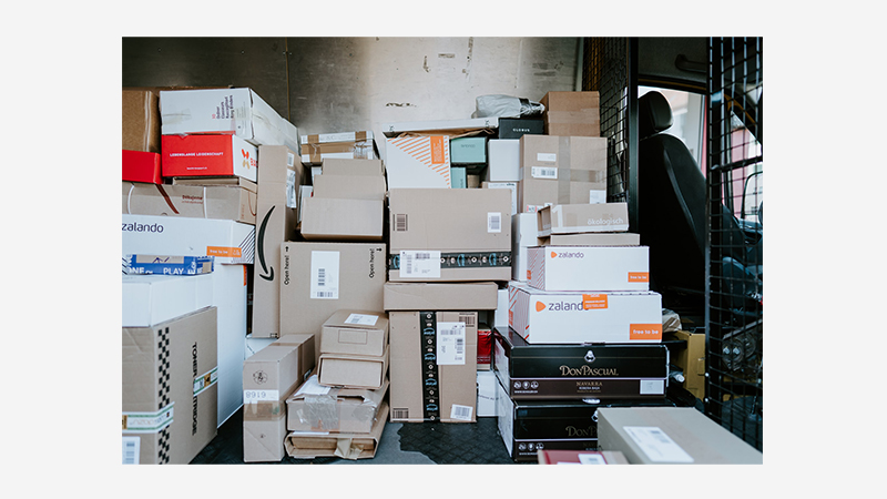 Bedruckte Verpackungen bei der Auslieferung