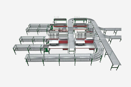 Packstraße mit 8 Packtischen als 3D Animation_2