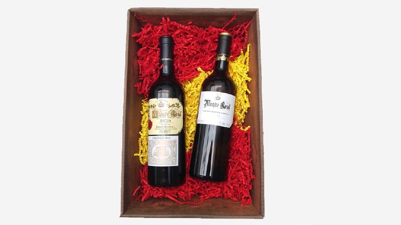 Präsentkorb Vintage mit SizzlePak und spanischem Wein