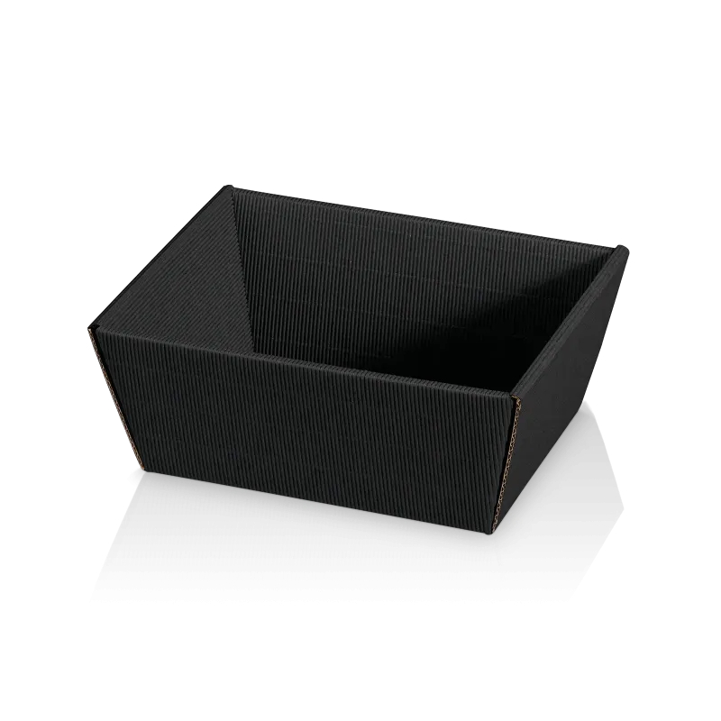 Präsentkorb 4-eckig Modern Welle Schwarz klein