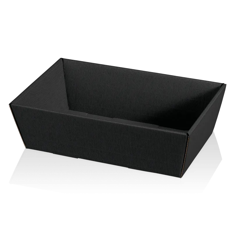 Präsentkorb 4-eckig Modern Welle Schwarz mittel