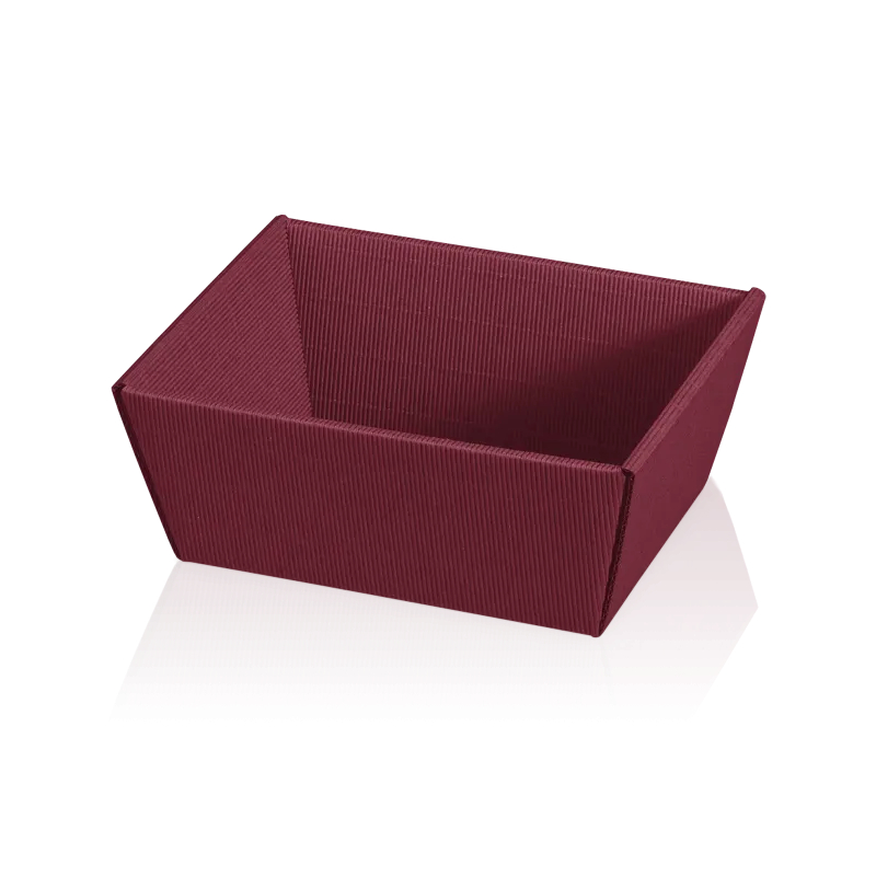 Präsentkorb 4-eckig Modern Welle bordeaux klein