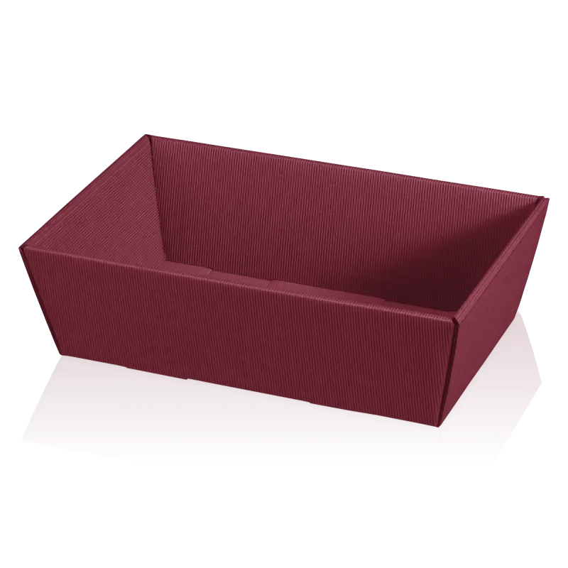 Präsentkorb 4-eckig Modern Welle bordeaux mittel