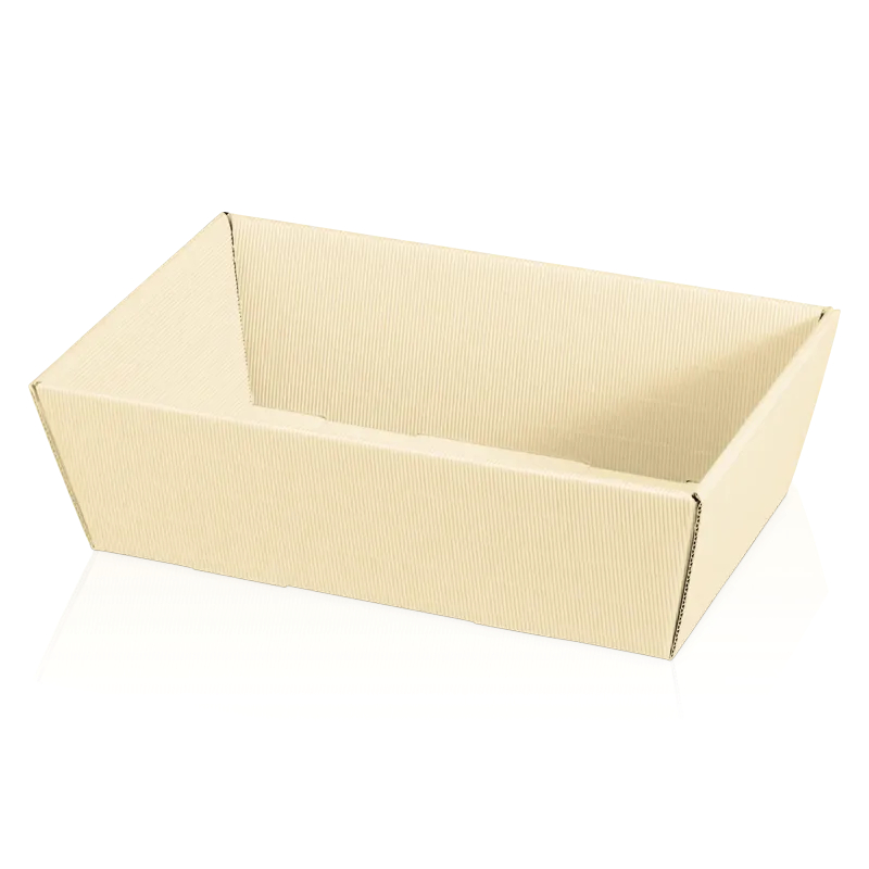 Präsentkorb 4-eckig Modern Welle creme mittel