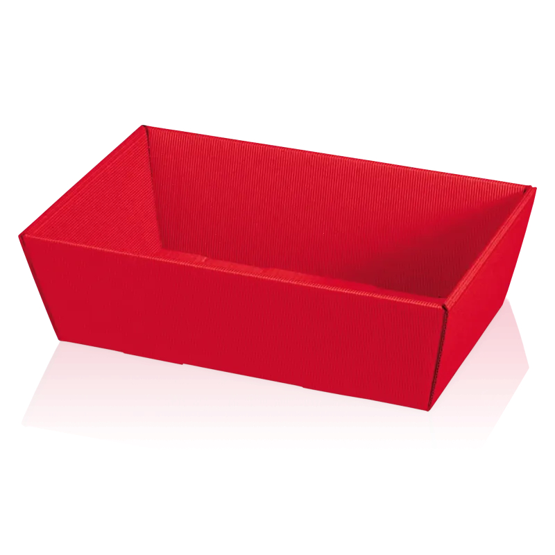 Präsentkorb 4-eckig Modern Welle rot mittel