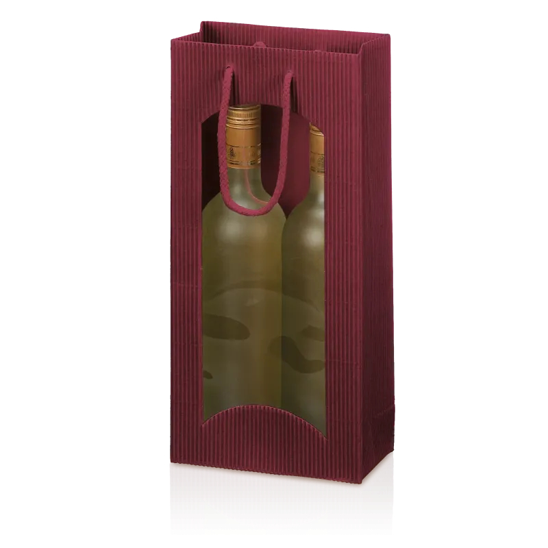 Tragetasche Offene Welle Bordeaux 2er mit Fenster