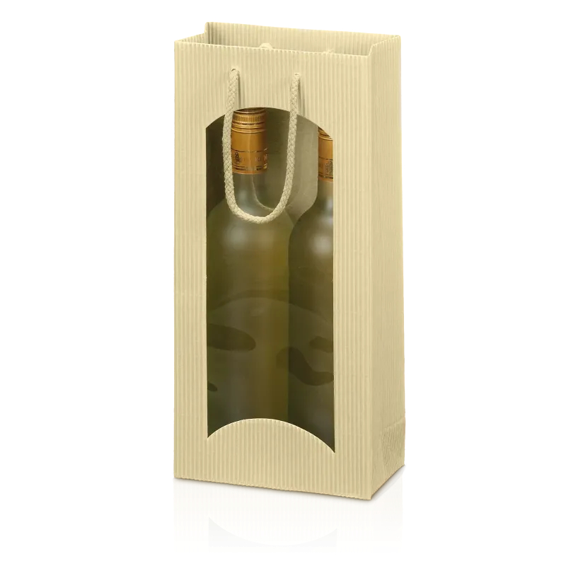 Tragetasche Offene Welle Creme 2er mit Fenster