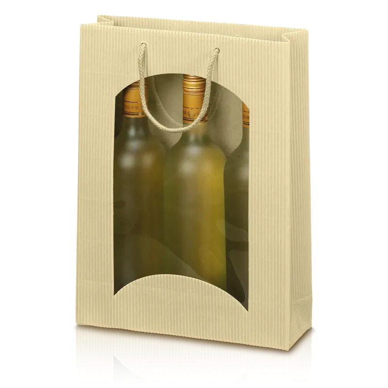 Tragetasche Offene Welle Creme 3er mit Fenster