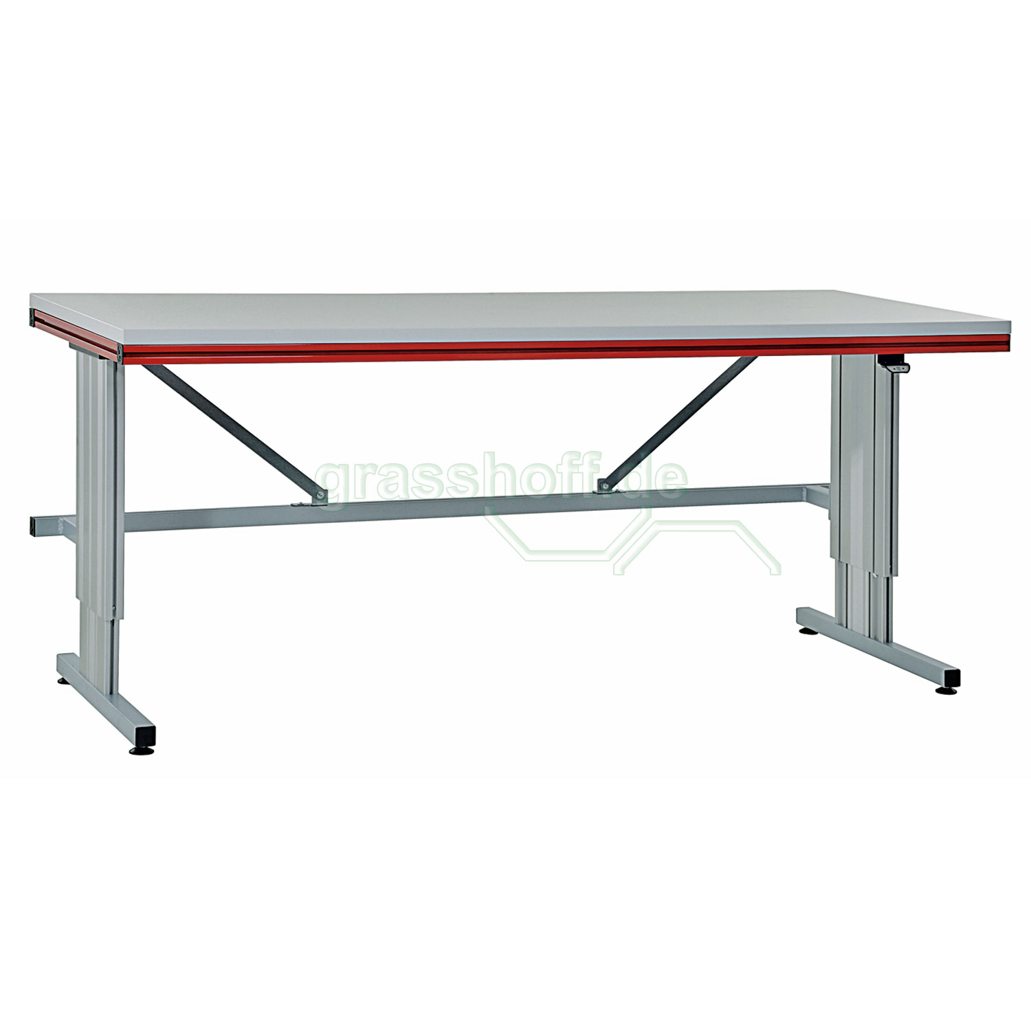 Rocholz Packtisch System Flex Grundtisch 1200x800mm stufenlos höhenverstellbar rubinrot_354209