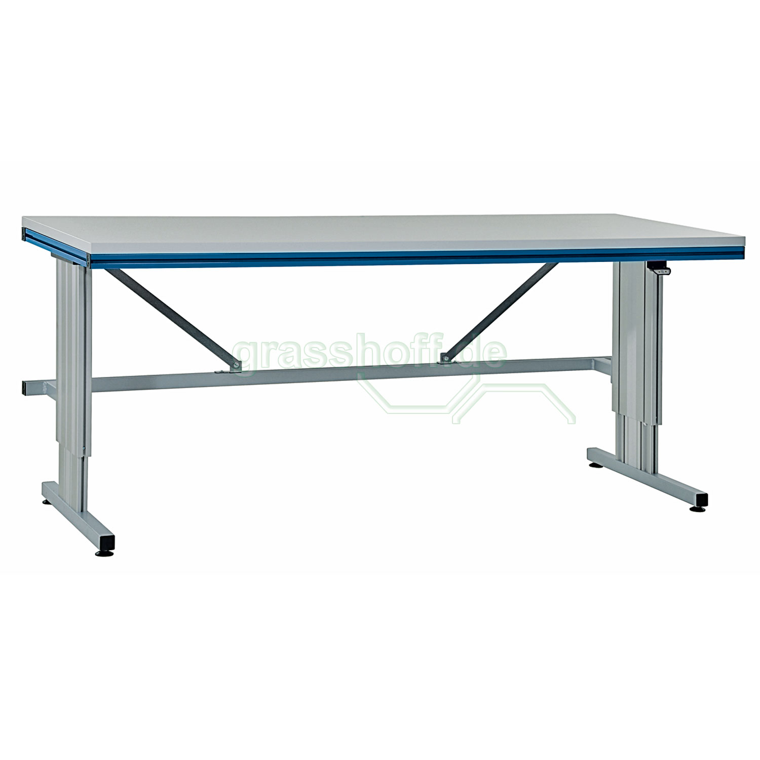 Rocholz Packtisch System Flex Grundtisch 1600x800mm stufenlos höhenverstellbar enzianblau_354212