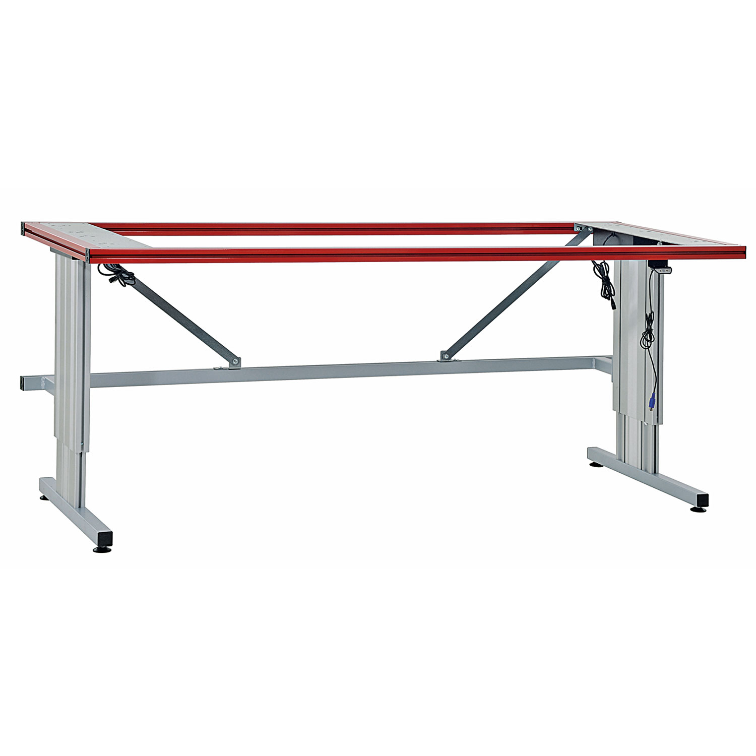 Rocholz Packtisch System Flex Tischgestell E elektrisch höhenverstellbar 2000x800 rot_354228