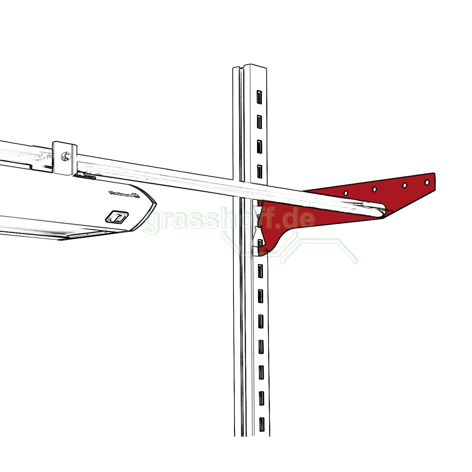 Rocholz Packtisch System Trägerarm 400mm rot_354293