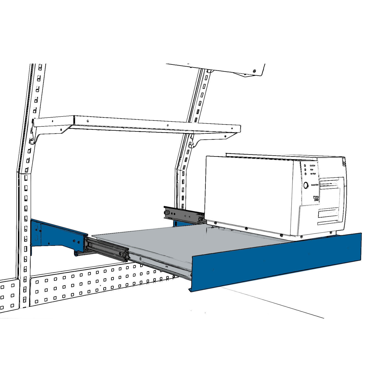 Rocholz Packtisch System Flex Auszugsboden 1000x500mm blau_354266
