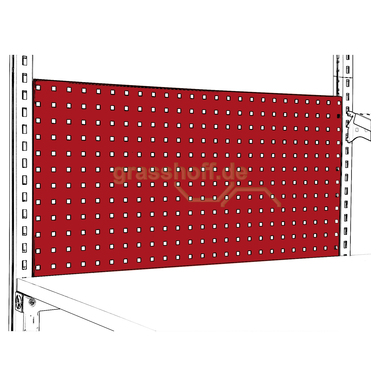 Rocholz Packtisch System Flex Lochrückwand 800x100mm rot_354276