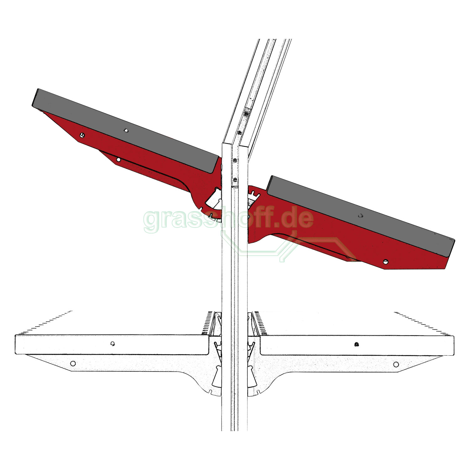 Rocholz Packtisch System Flex Ablageboden Typ B 1000x300 mm rot_354249