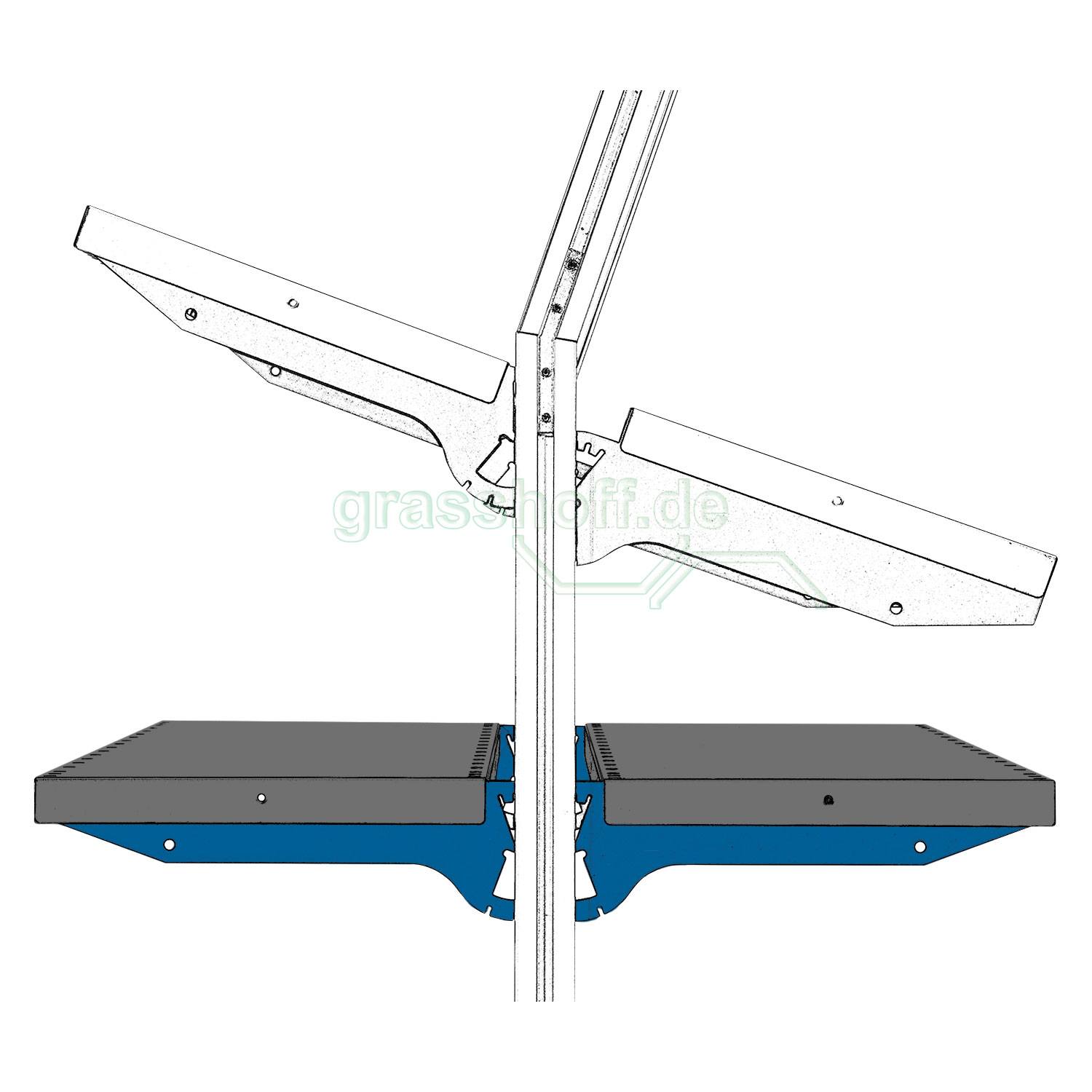 Rocholz Packtisch System Flex Ablageboden Typ A 800x300 mm blau_354258