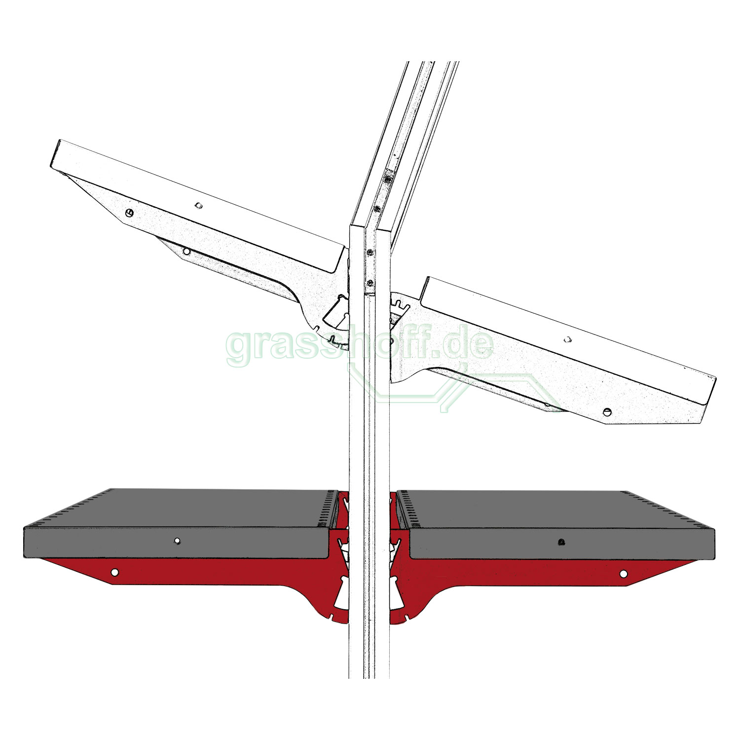 Rocholz Packtisch System Flex Ablageboden Typ A 800x300 mm rot_354259
