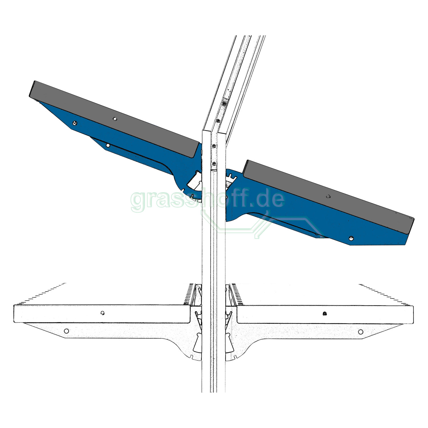 Rocholz Packtisch System Flex Ablageboden Typ B 1000x300 mm blau_354246
