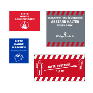 Abstandsmatten, Fußmatten mit Hygieneregeln