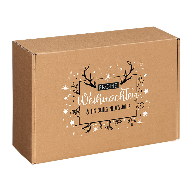 Geschenkbox Delikatessen Karton Frohe Weihnachten 2er