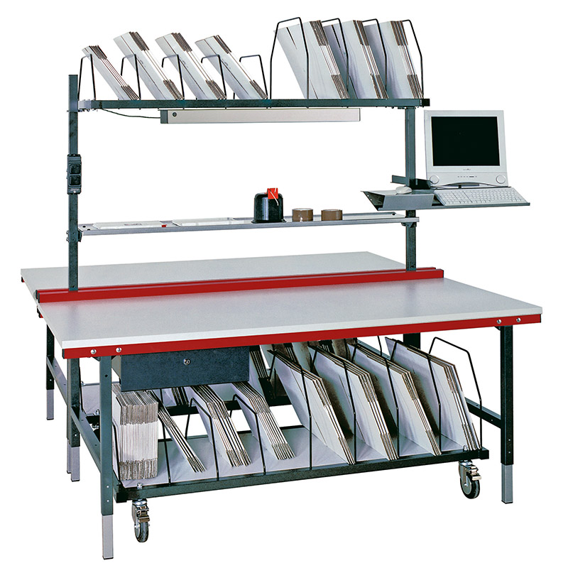 System 2000, Packtisch, Arbeitstisch höhenverstellbar, Arbeitsplatzsystem, ergonomisch