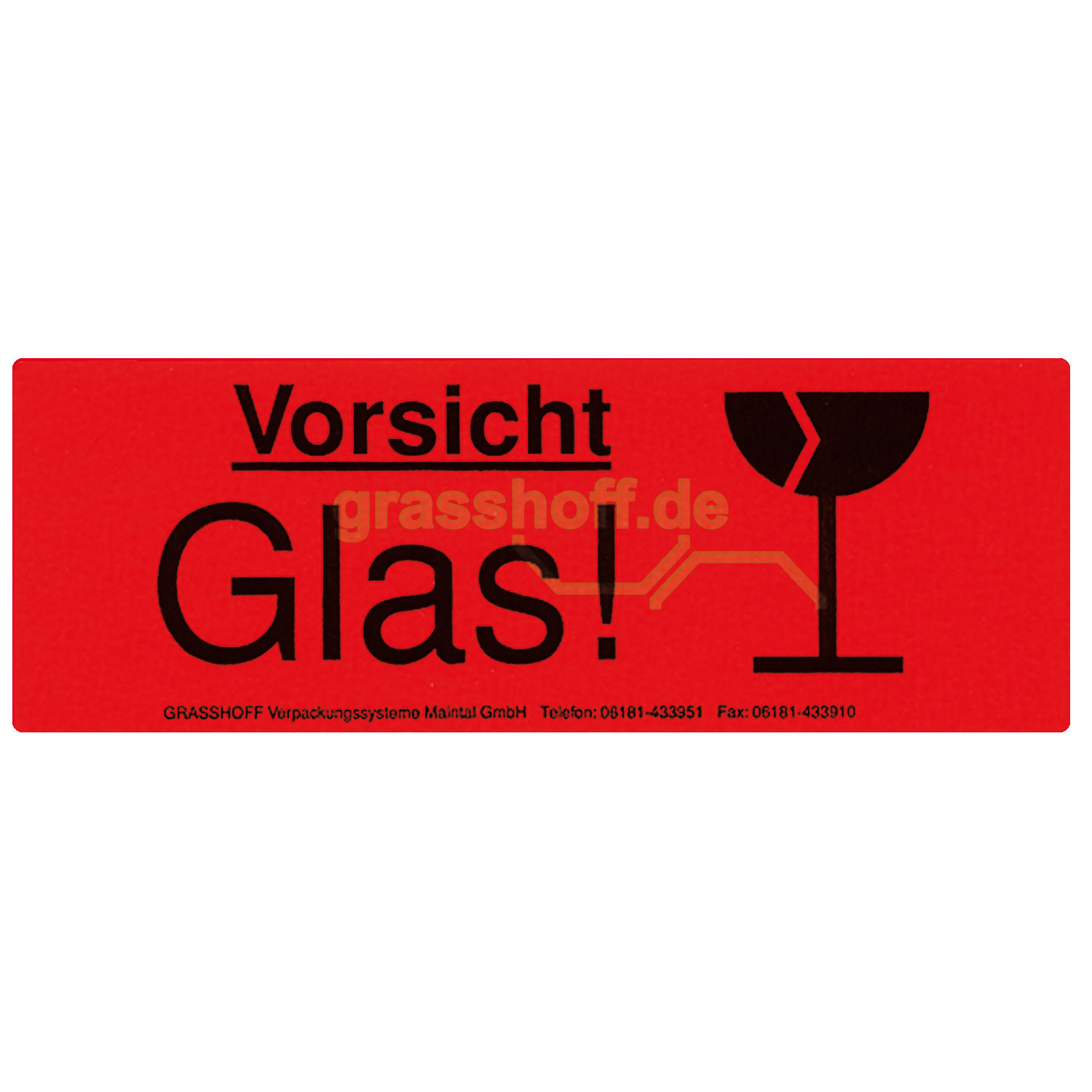 Etikett Vorsicht Glas